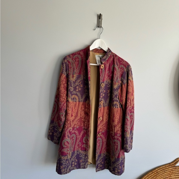 Goldwater creek Xs/small polyester quilt design long cardigan… - Picture 2 of 8